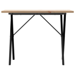 vidaXL Dining Table X-Frame 100x50x75.5 cm Solid Wood Pine and Steel 4