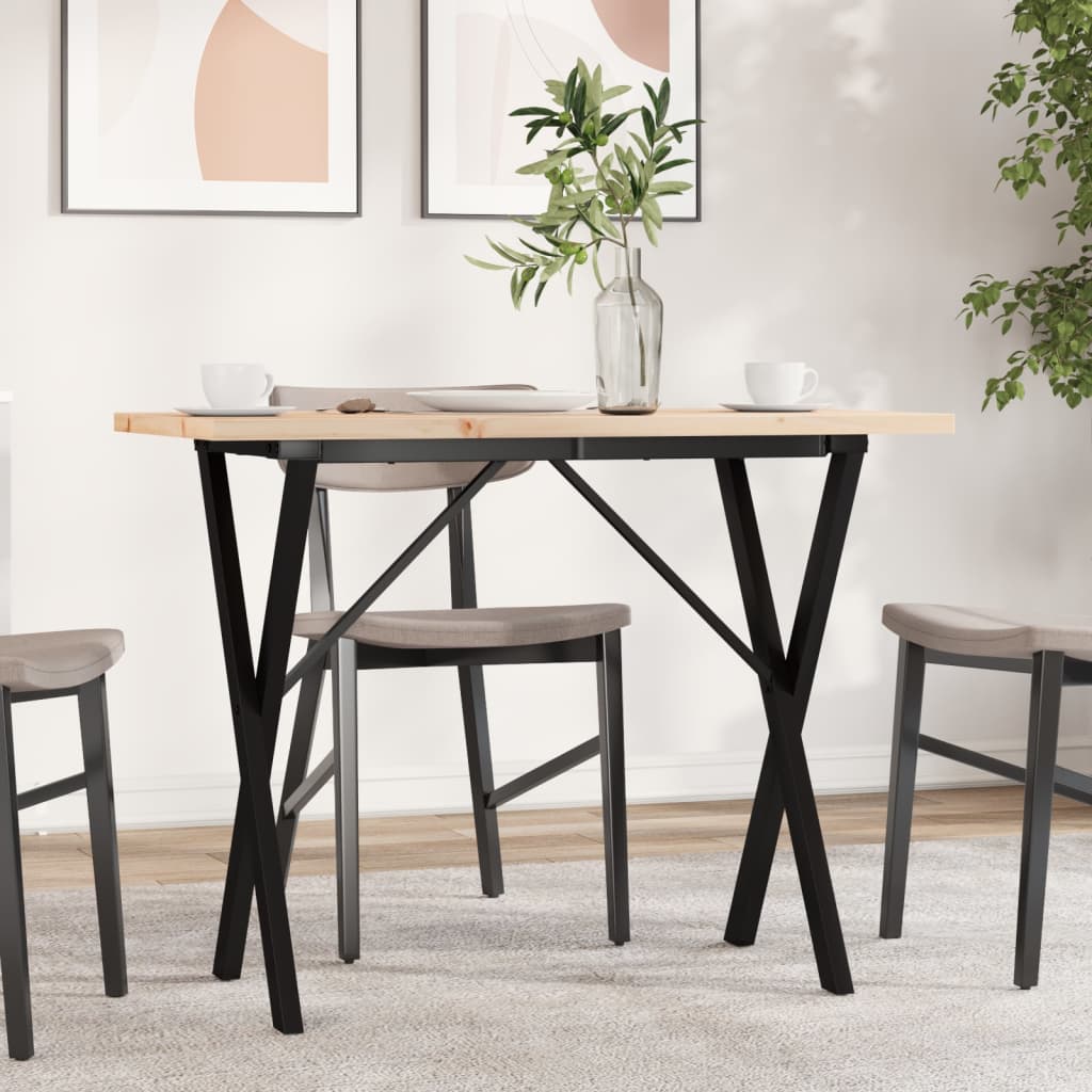 vidaXL Dining Table X-Frame 100x50x75.5 cm Solid Wood Pine and Steel 1