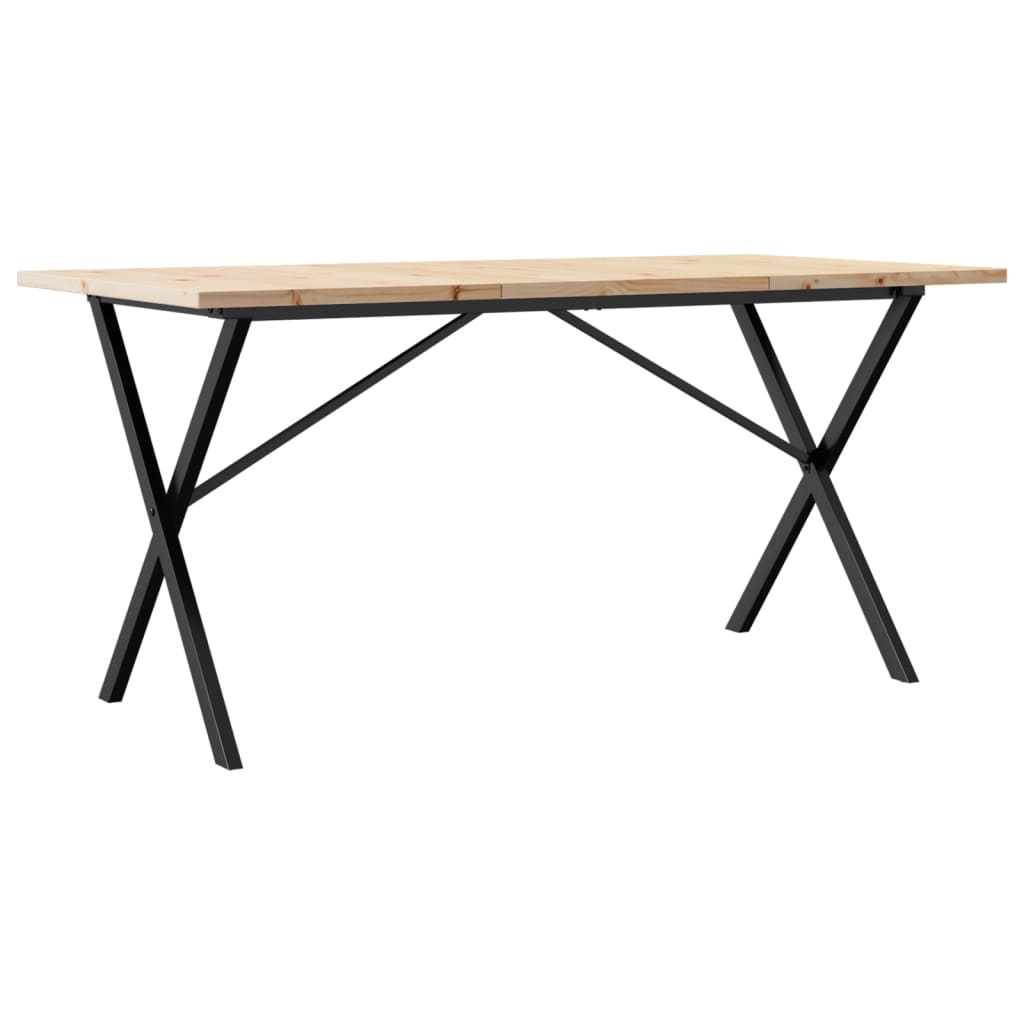 vidaXL Dining Table X-Frame 160x80x75.5 cm Solid Wood Pine and Steel 2