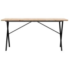 vidaXL Dining Table X-Frame 160x80x75.5 cm Solid Wood Pine and Steel 4