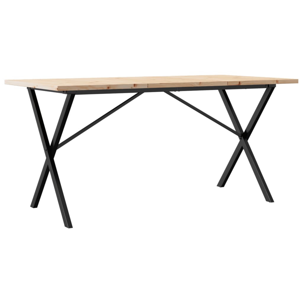 vidaXL Dining Table X-Frame 160x80x75.5 cm Solid Wood Pine and Steel 6