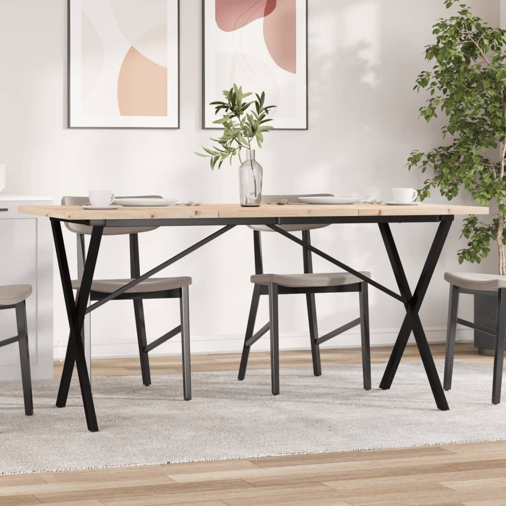 vidaXL Dining Table X-Frame 160x80x75.5 cm Solid Wood Pine and Steel 1
