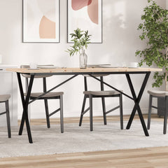 vidaXL Dining Table X-Frame 160x80x75.5 cm Solid Wood Pine and Steel 1