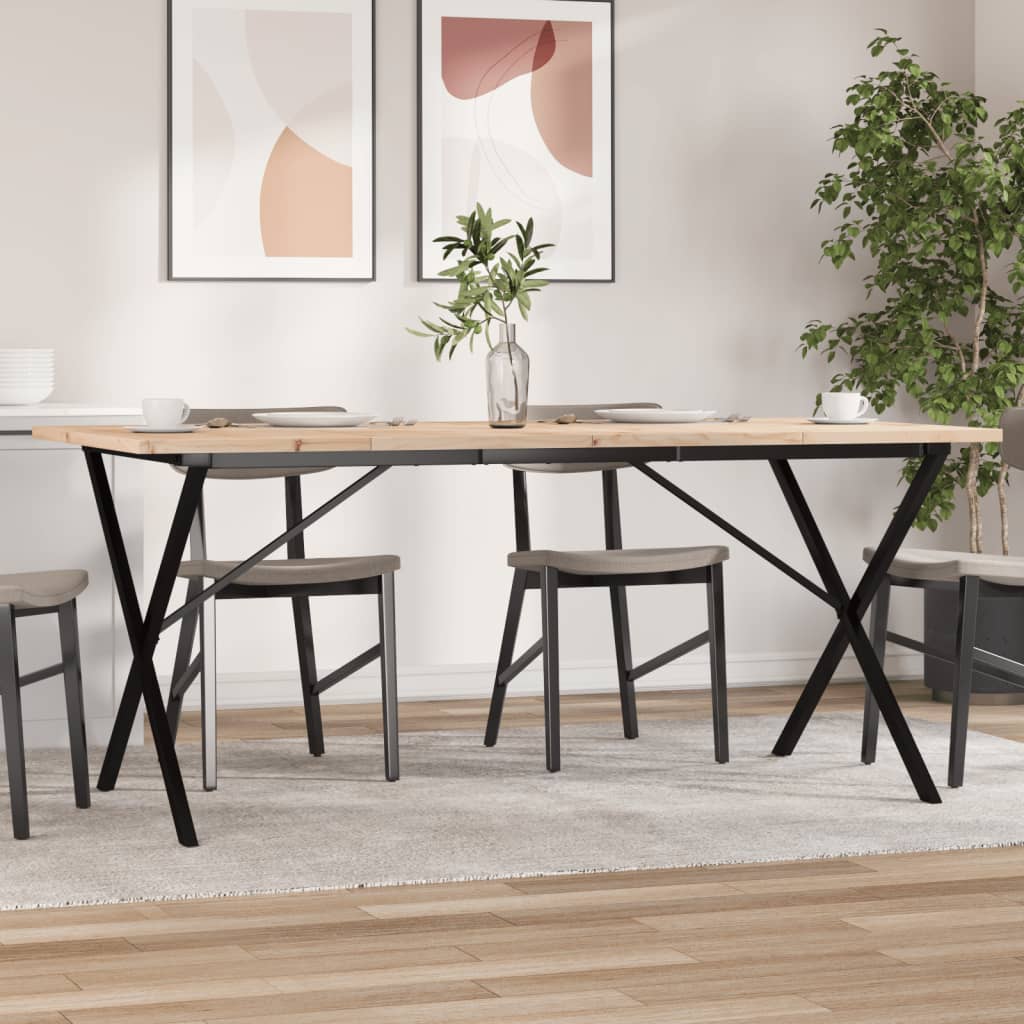 vidaXL Dining Table X-Frame 180x90x75.5 cm Solid Wood Pine and Steel 1