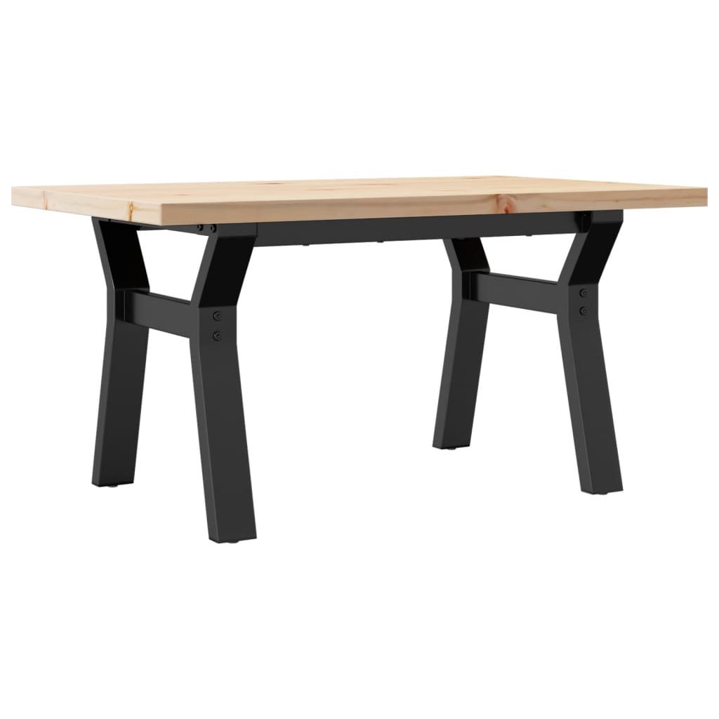 vidaXL Coffee Table Y-Frame 80x50x40.5 cm Solid Wood Pine and Steel 2