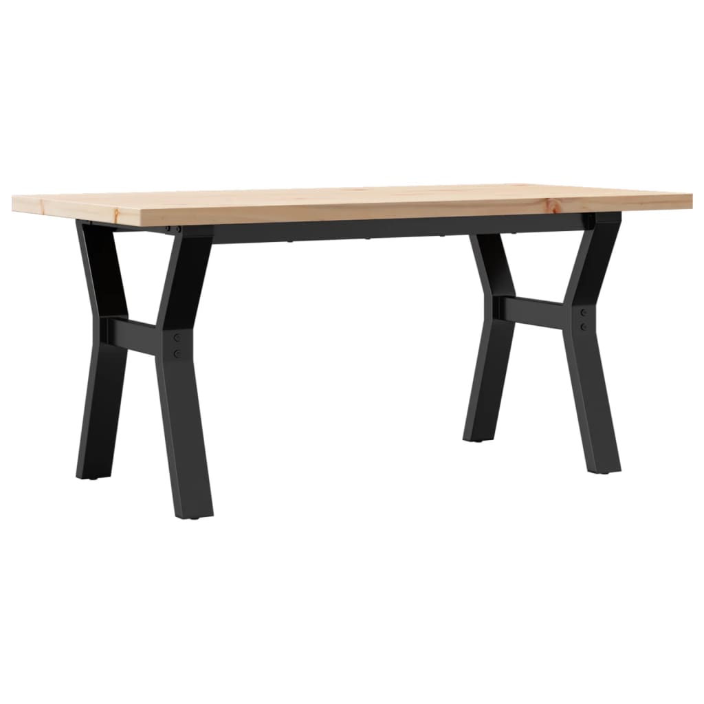vidaXL Coffee Table Y-Frame 100x50x45.5 cm Solid Wood Pine and Steel 2