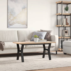 vidaXL Coffee Table Y-Frame 100x50x45.5 cm Solid Wood Pine and Steel 3
