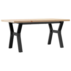 vidaXL Coffee Table Y-Frame 100x50x45.5 cm Solid Wood Pine and Steel 6