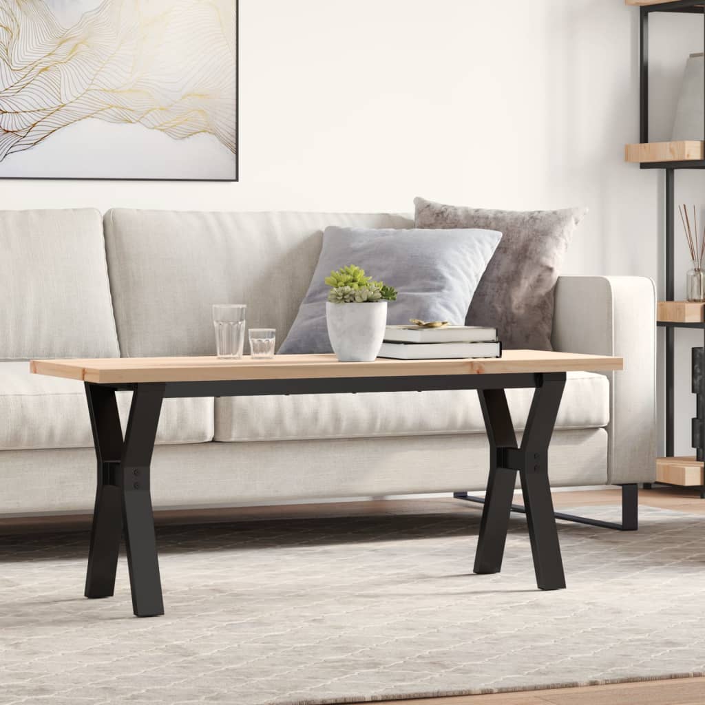 vidaXL Coffee Table Y-Frame 110x40x45.5 cm Solid Wood Pine and Steel 1