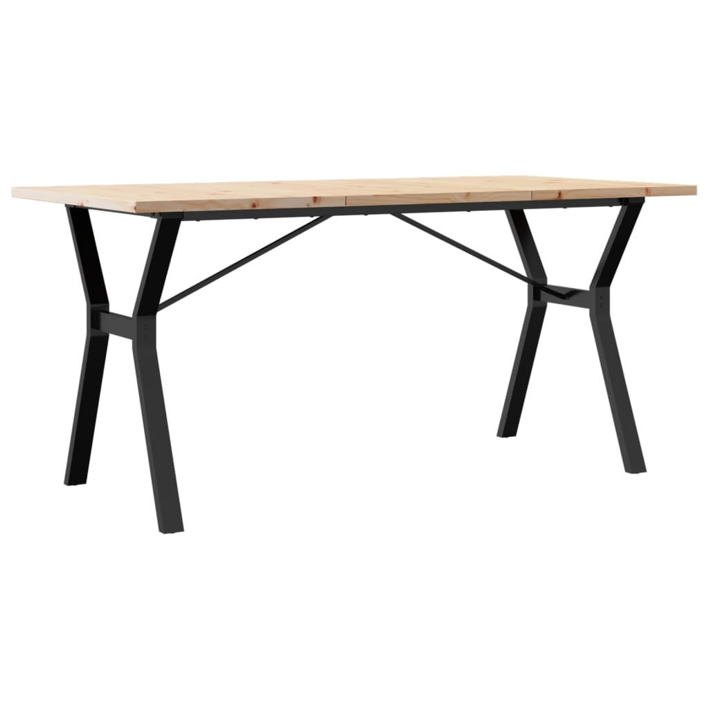 vidaXL Dining Table Y-Frame 160x80x75.5 cm Solid Wood Pine and Steel 2