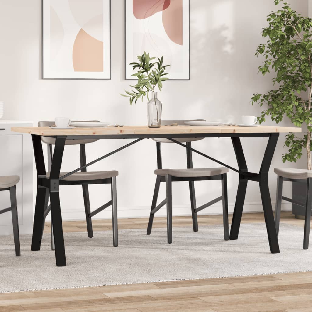 vidaXL Dining Table Y-Frame 160x80x75.5 cm Solid Wood Pine and Steel 1