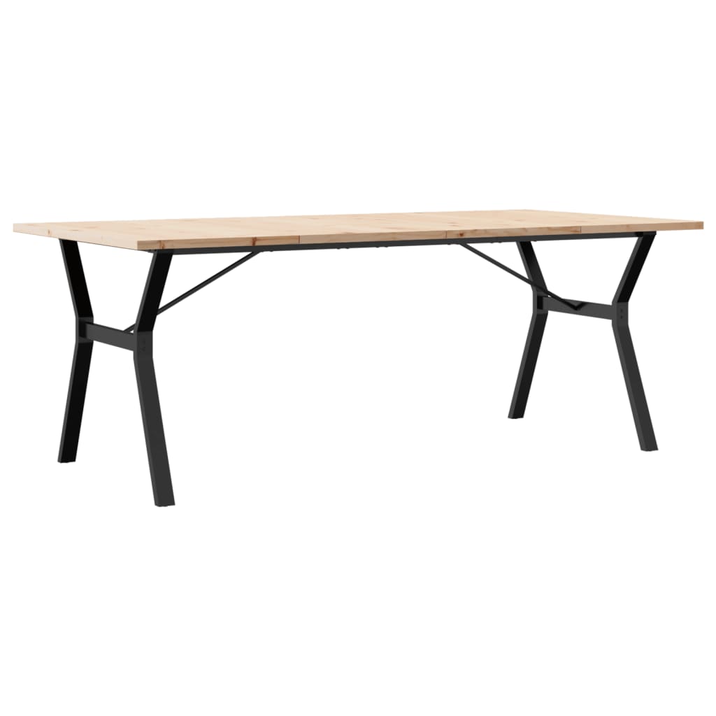 vidaXL Dining Table Y-Frame 200x100x75.5 cm Solid Wood Pine and Steel 2