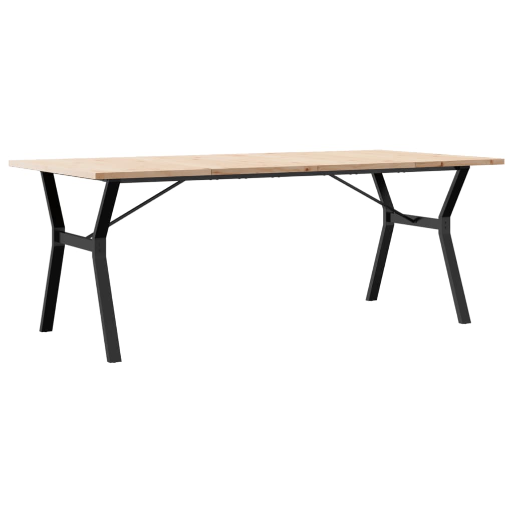 vidaXL Dining Table Y-Frame 200x100x75.5 cm Solid Wood Pine and Steel 6