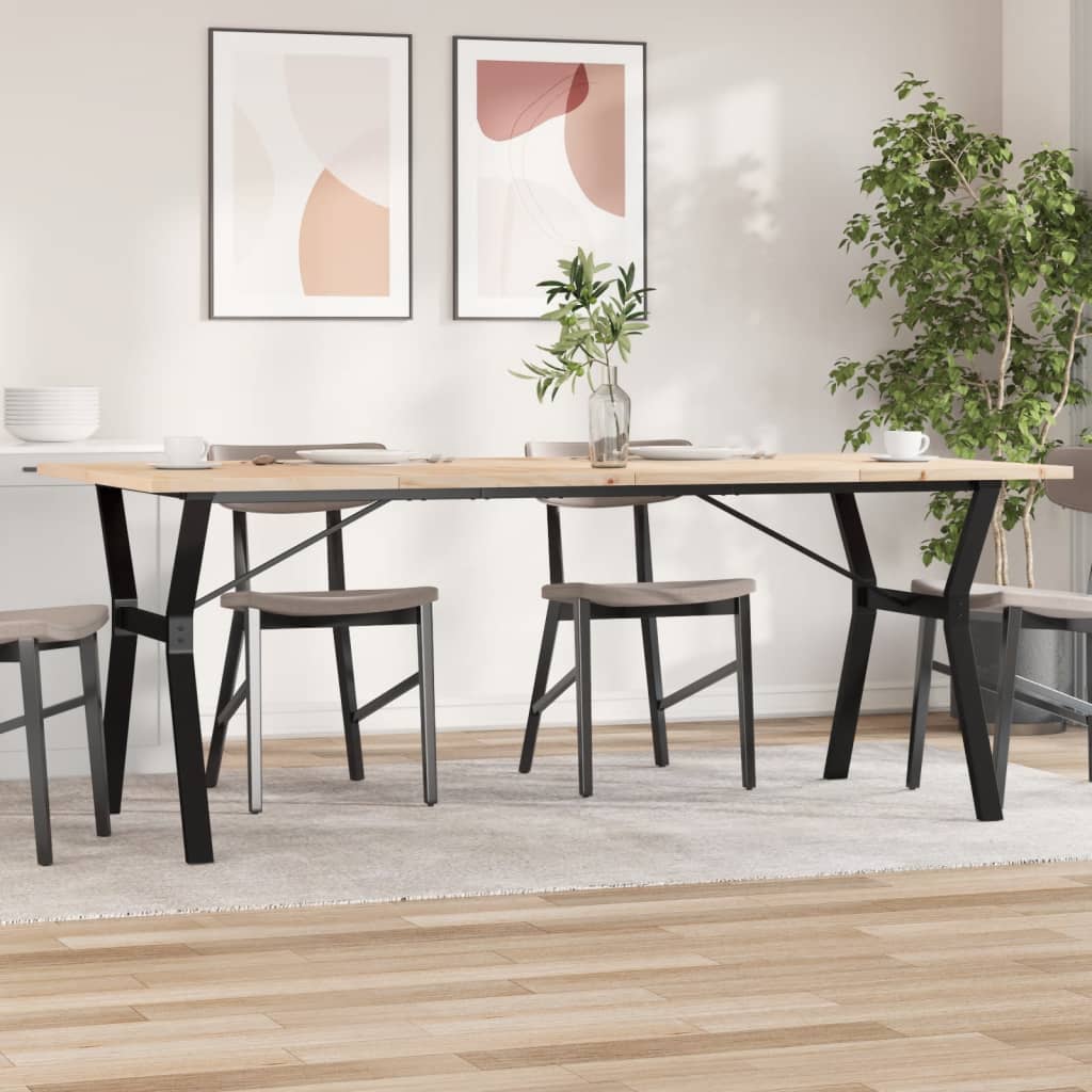 vidaXL Dining Table Y-Frame 200x100x75.5 cm Solid Wood Pine and Steel 1