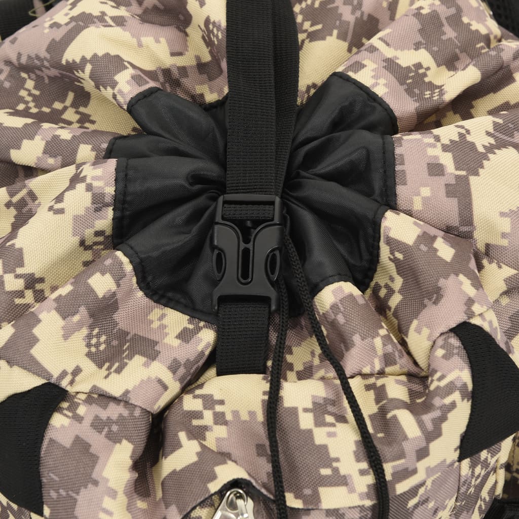 vidaXL Hiking Backpack Camel Brown Camouflage 60 L Oxford Fabric 6