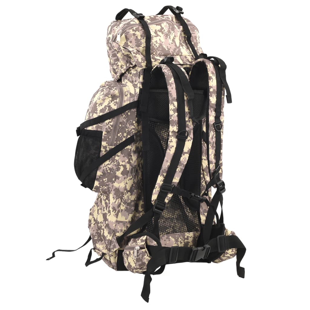 vidaXL Hiking Backpack Camel Brown Camouflage 80 L Oxford Fabric 3