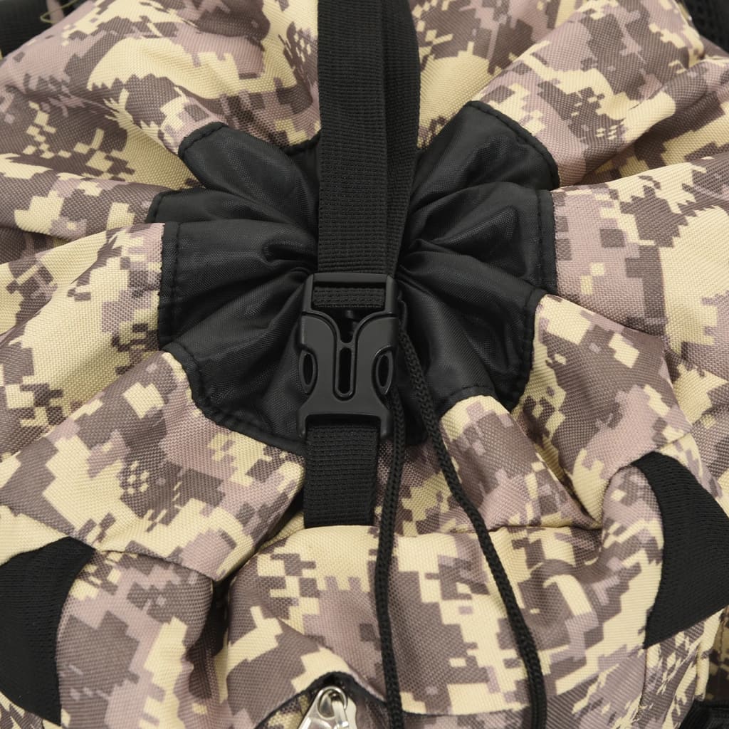 vidaXL Hiking Backpack Camel Brown Camouflage 80 L Oxford Fabric 6