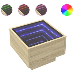 vidaXL Side Table with LED Sonoma Oak 40x40x30 cm Engineered Wood 2