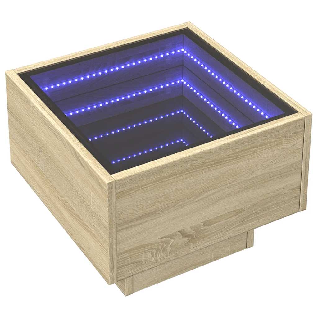 vidaXL Side Table with LED Sonoma Oak 40x40x30 cm Engineered Wood 3