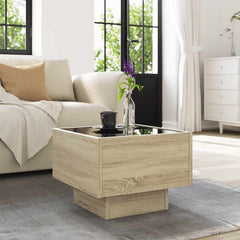 vidaXL Side Table with LED Sonoma Oak 40x40x30 cm Engineered Wood 4