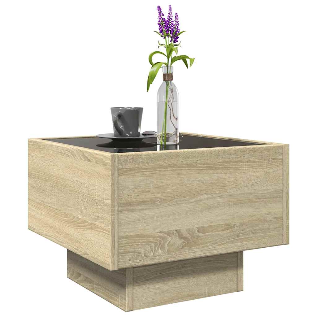 vidaXL Side Table with LED Sonoma Oak 40x40x30 cm Engineered Wood 5