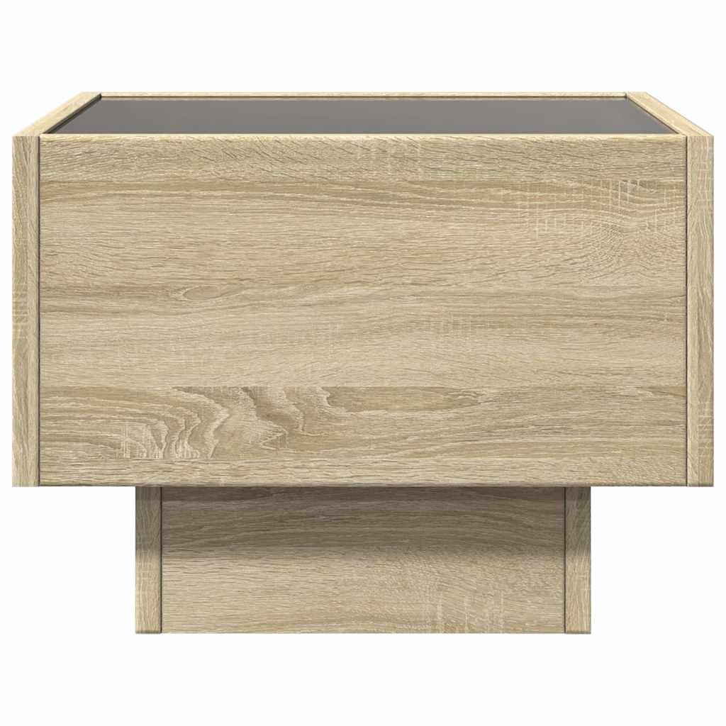 vidaXL Side Table with LED Sonoma Oak 40x40x30 cm Engineered Wood 6