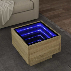 vidaXL Side Table with LED Sonoma Oak 40x40x30 cm Engineered Wood 1