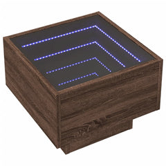vidaXL Side Table with LED Brown Oak 40x40x30 cm Engineered Wood 3