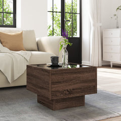 vidaXL Side Table with LED Brown Oak 40x40x30 cm Engineered Wood 4