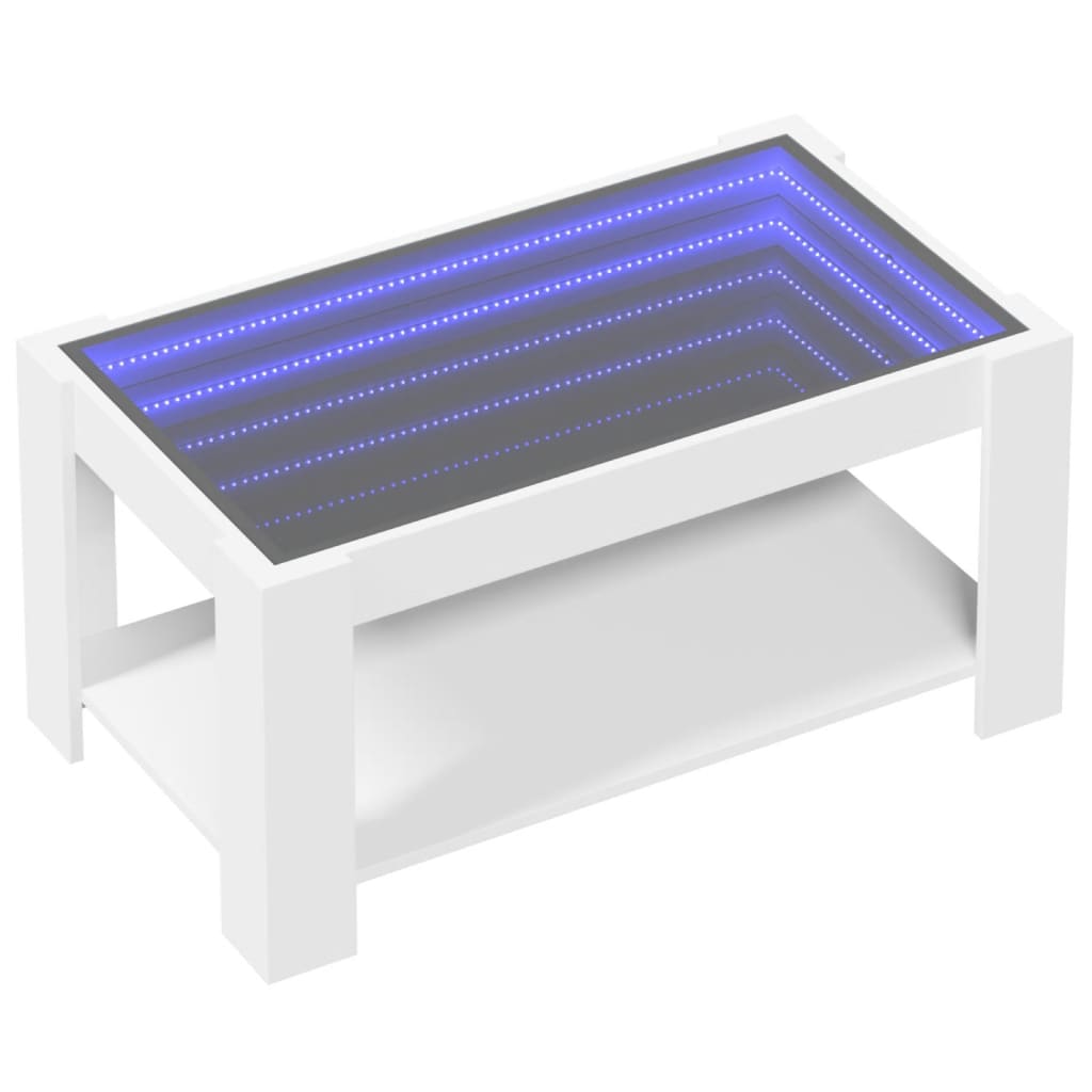 Coffee Table with LED 93x53x45 cm Engineered Wood White