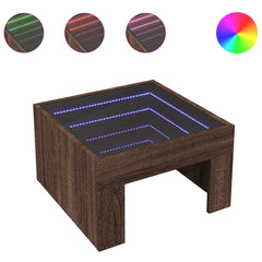 vidaXL Coffee Table with Infinity LED Brown Oak 50x50x30 cm 2