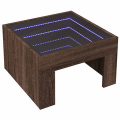vidaXL Coffee Table with Infinity LED Brown Oak 50x50x30 cm 3
