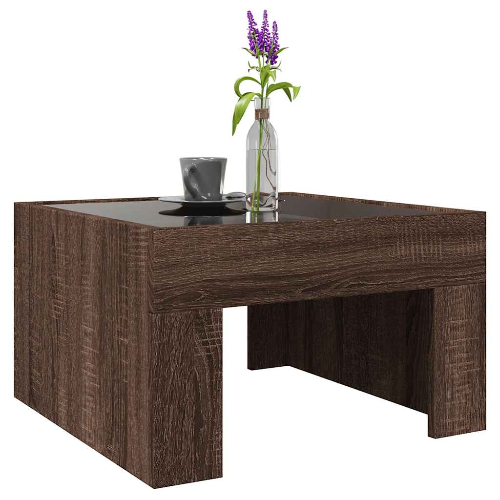 vidaXL Coffee Table with Infinity LED Brown Oak 50x50x30 cm 5