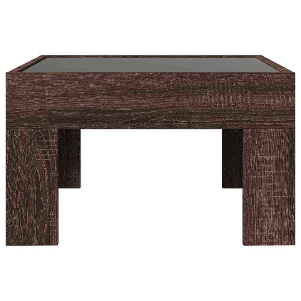vidaXL Coffee Table with Infinity LED Brown Oak 50x50x30 cm 6
