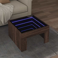 vidaXL Coffee Table with Infinity LED Brown Oak 50x50x30 cm 1