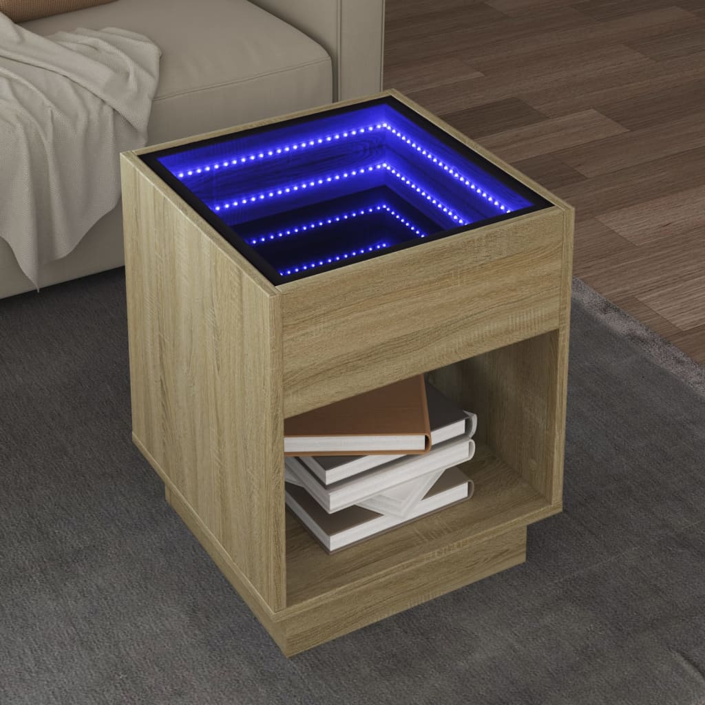 vidaXL Coffee Table with Infinity LED 40x40x50 cm