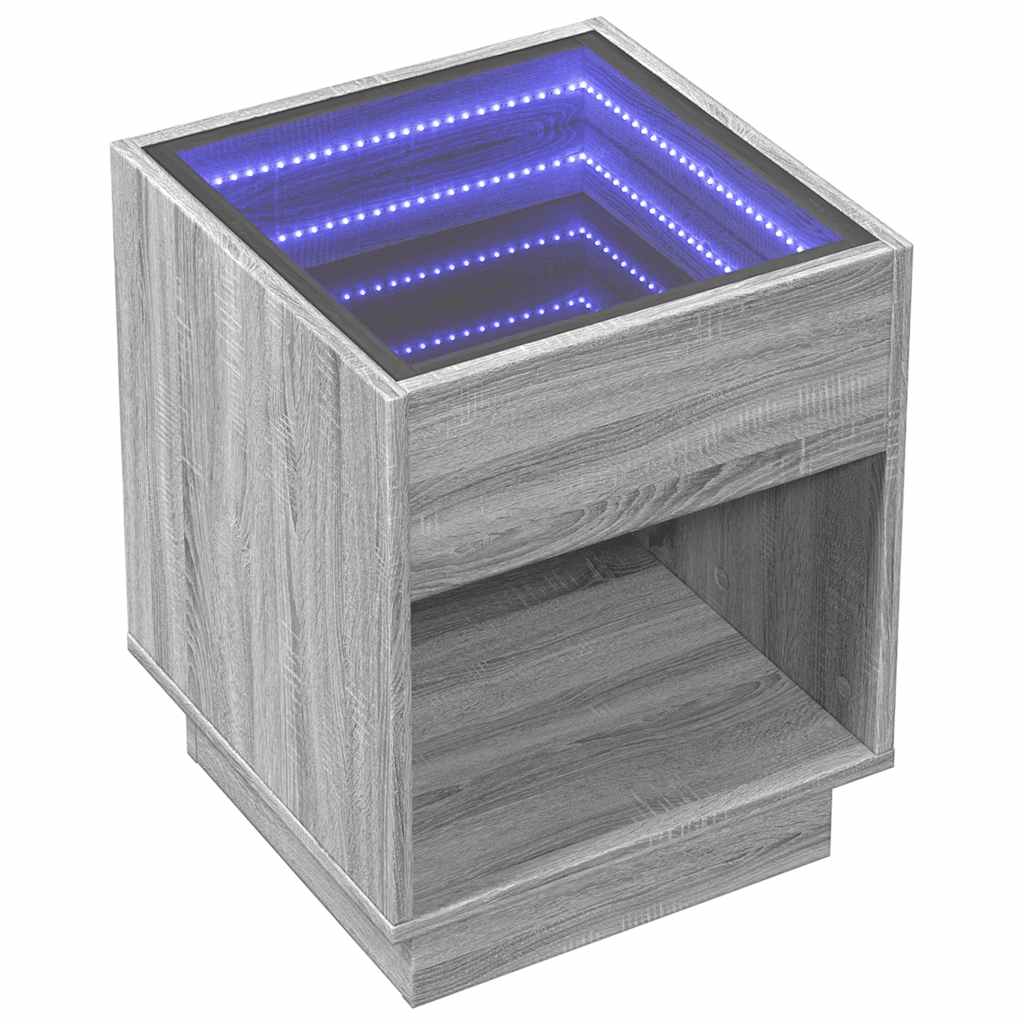 vidaXL Coffee Table with Infinity LED Grey Sonoma 40x40x50 cm 3