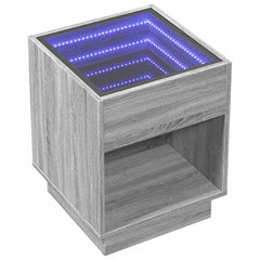 vidaXL Coffee Table with Infinity LED Grey Sonoma 40x40x50 cm 3