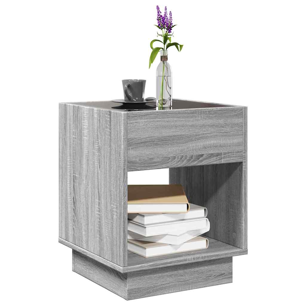 vidaXL Coffee Table with Infinity LED Grey Sonoma 40x40x50 cm 5