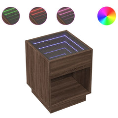 vidaXL Coffee Table with Infinity LED Brown Oak 40x40x50 cm 2