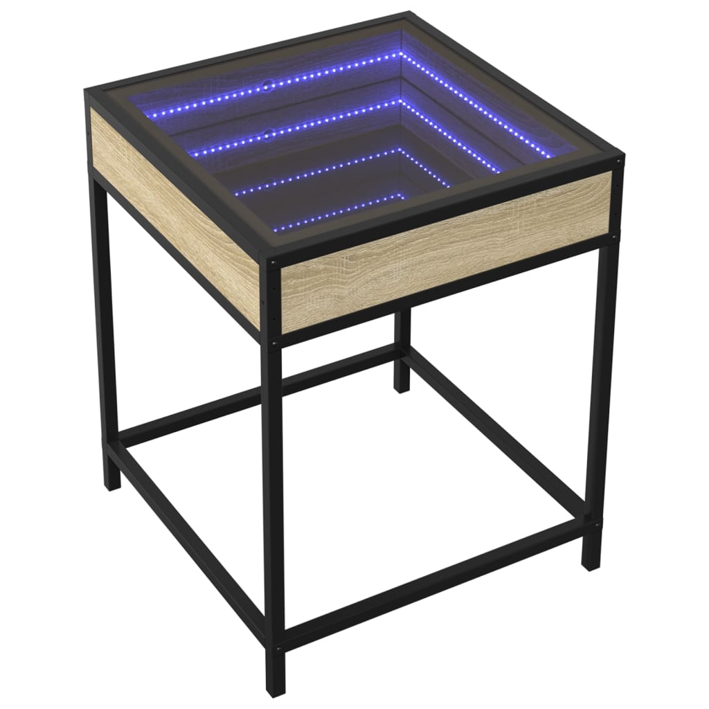 vidaXL Coffee Table with Infinity LED Sonoma Oak 40x40x51 cm 3