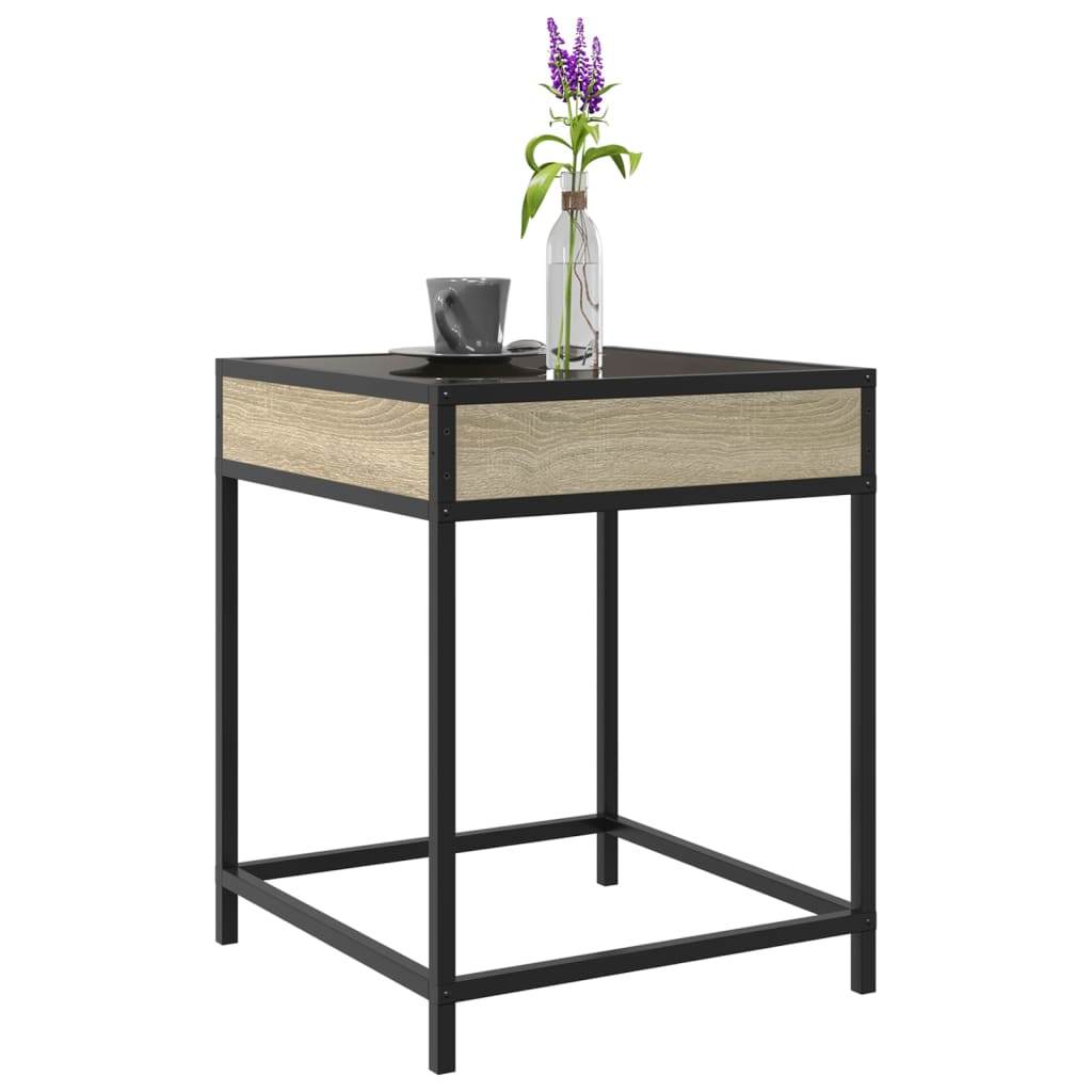 vidaXL Coffee Table with Infinity LED Sonoma Oak 40x40x51 cm 5