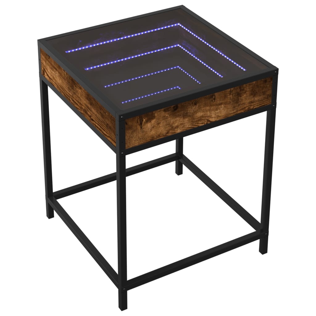 vidaXL Coffee Table with Infinity LED Smoked Oak 40x40x51 cm 3