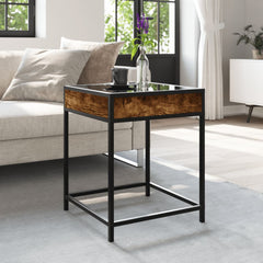 vidaXL Coffee Table with Infinity LED Smoked Oak 40x40x51 cm 4