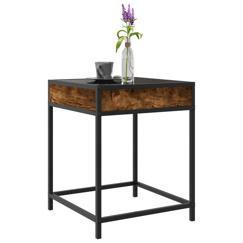 vidaXL Coffee Table with Infinity LED Smoked Oak 40x40x51 cm 5