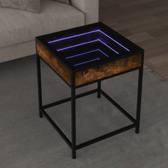 vidaXL Coffee Table with Infinity LED Smoked Oak 40x40x51 cm 1