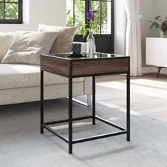 vidaXL Coffee Table with Infinity LED Brown Oak 40x40x51 cm 4