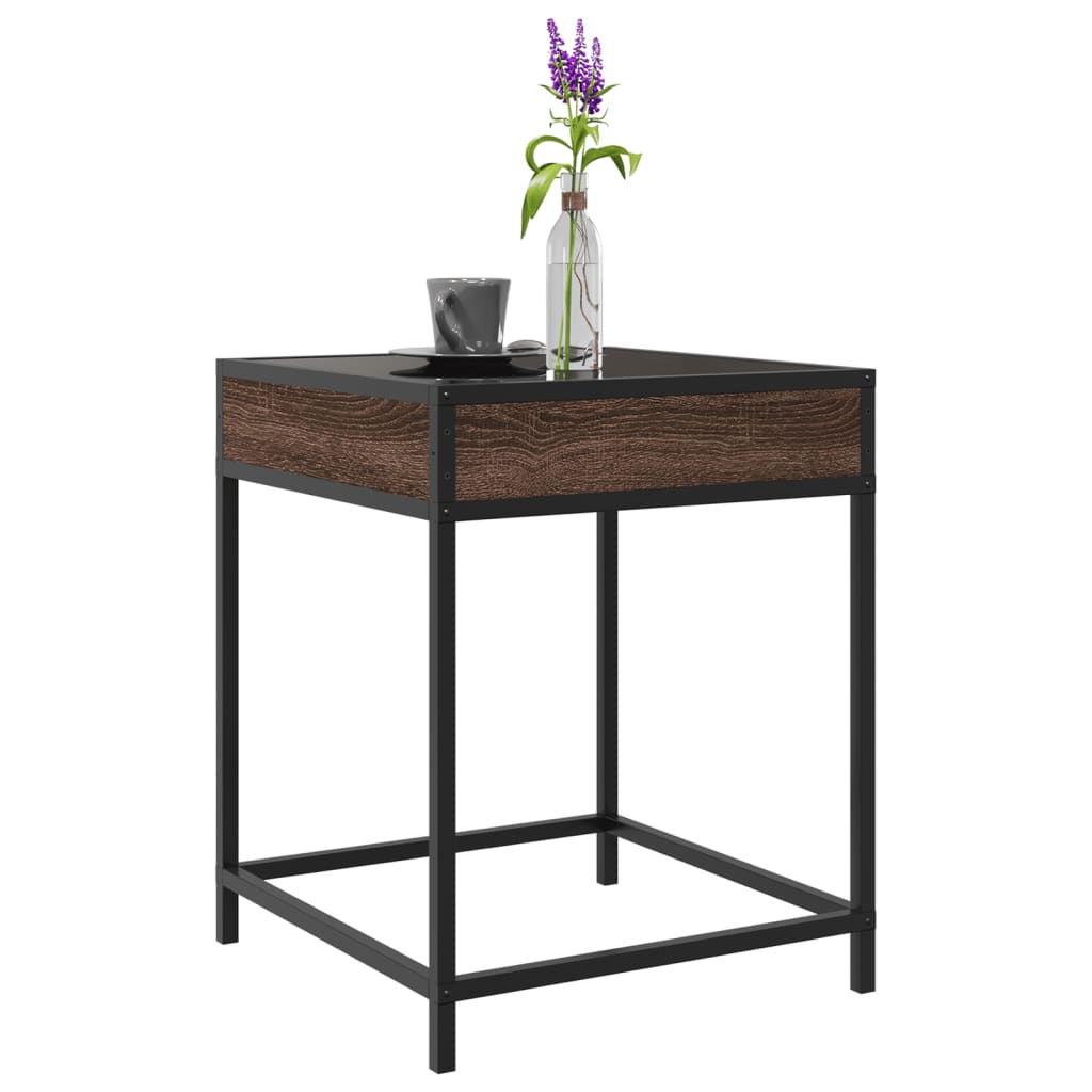 vidaXL Coffee Table with Infinity LED Brown Oak 40x40x51 cm 5