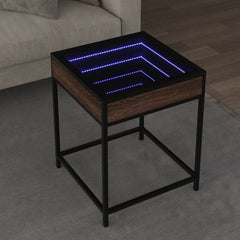 vidaXL Coffee Table with Infinity LED Brown Oak 40x40x51 cm 1