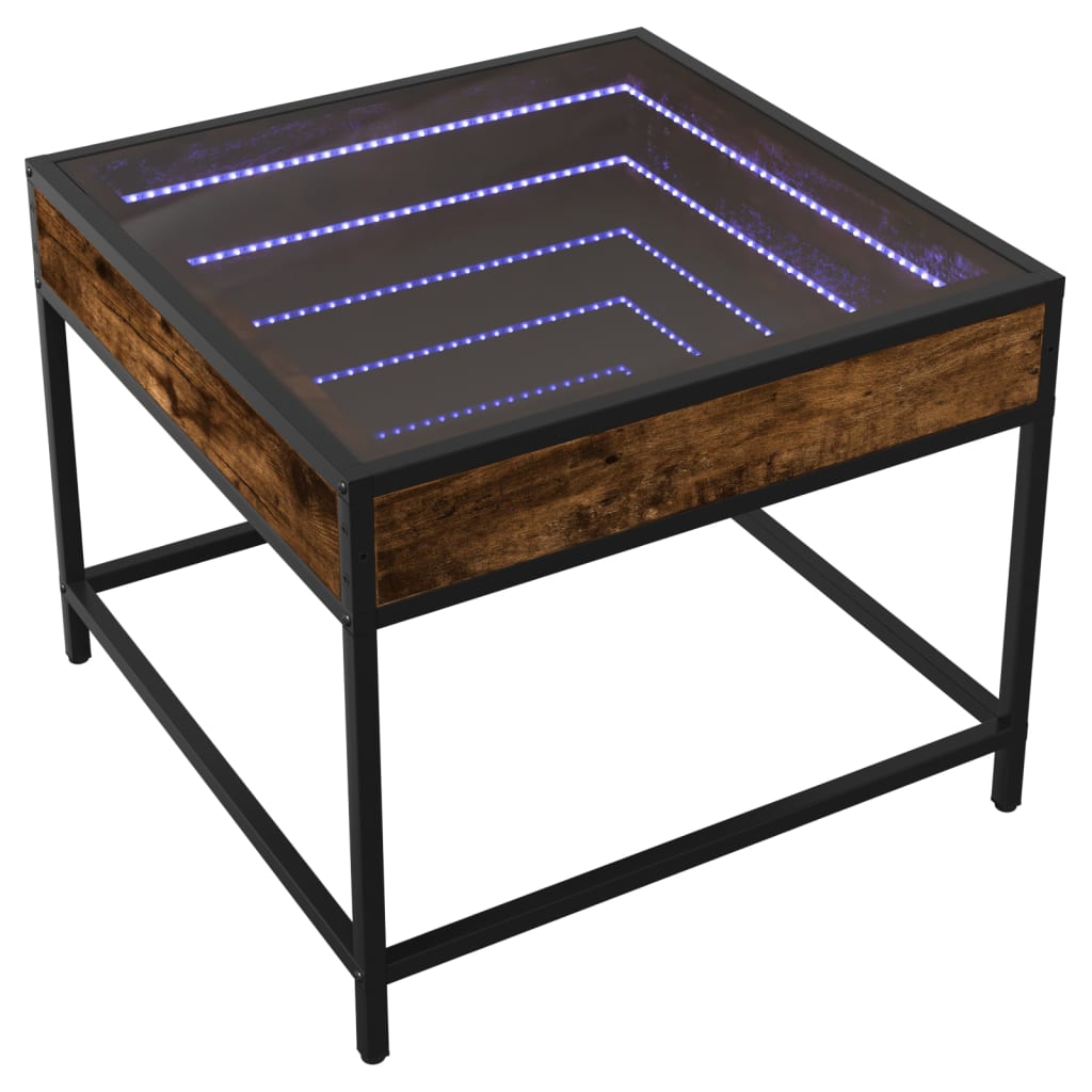 vidaXL Coffee Table with Infinity LED Smoked Oak 50x50x41 cm 3